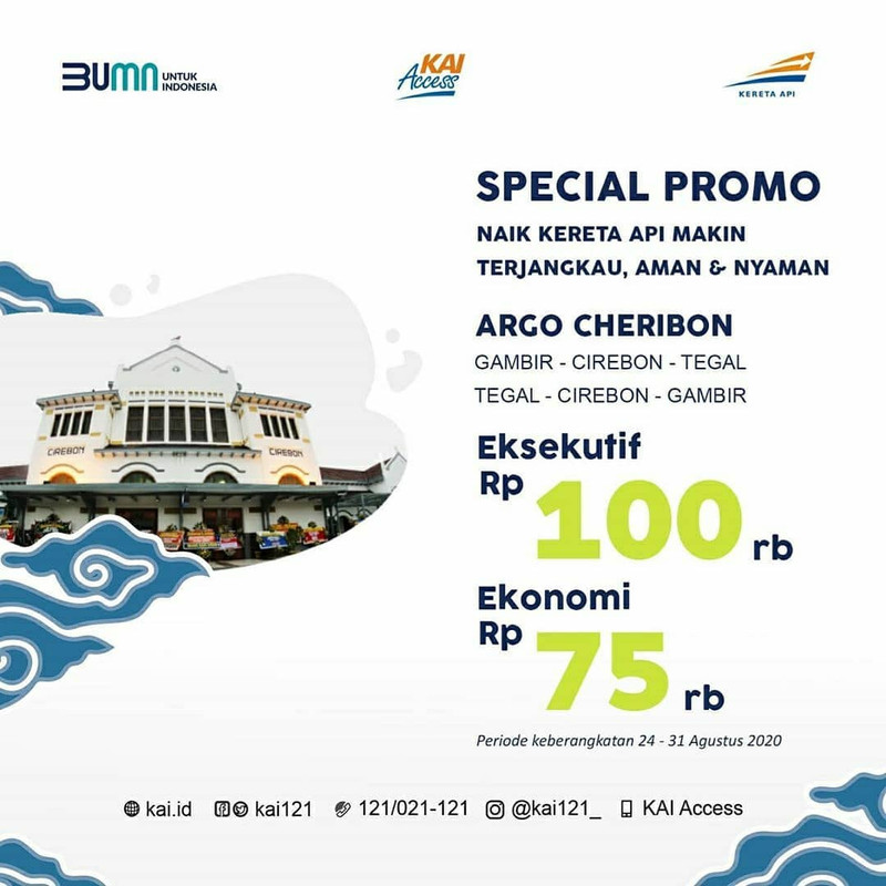 Promo harga tiket KA Argo Cheribon