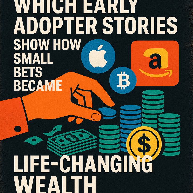 Which early adopter stories show how small bets became life-changing wealth