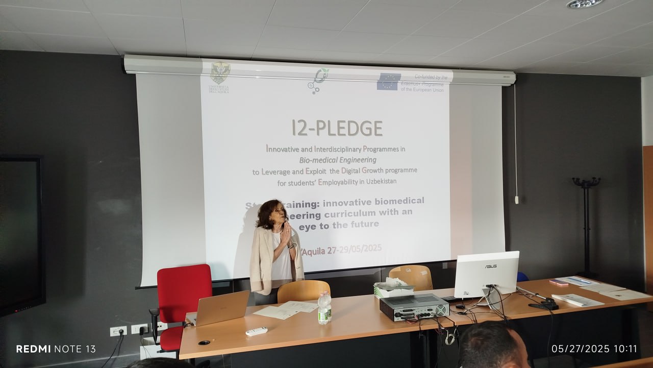 A meeting and training sessions within the I2-PLEDGE project are being held at the University of L’Aquila, Italy.