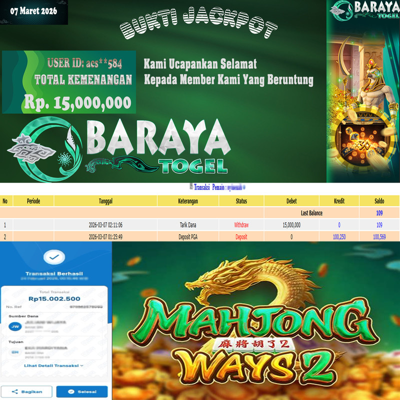 Rp. 15.000.000.- WD LUNAS DI BARAYATOGEL