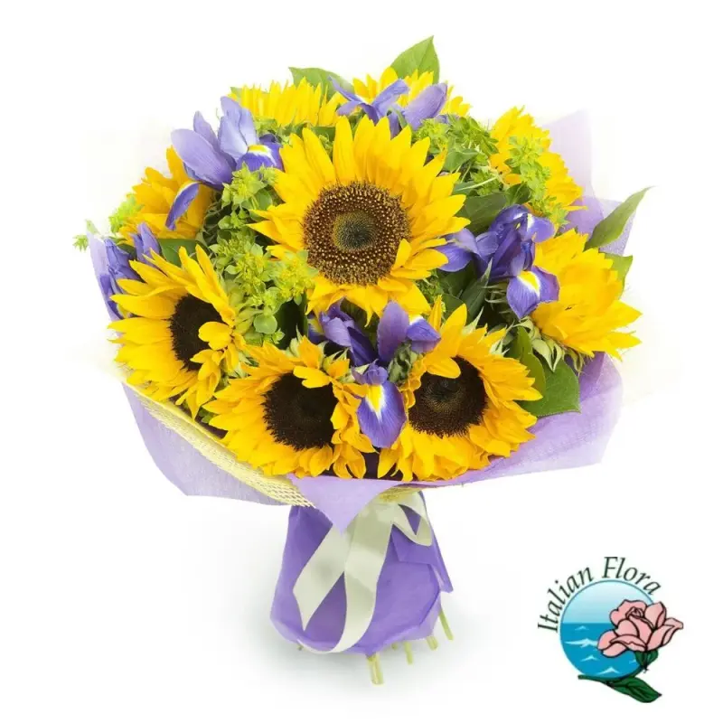 bouquet-di-girasoli-e-fiori-viola