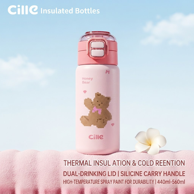 Cille SUS 316 Stainless Steel Insulated Double-Drinking Water Bottle (520ml)