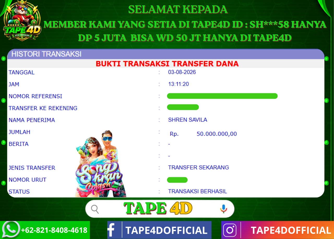 TAPE4D SONGKRAN SPLASH PRAMATIC PLAY 50.000.000-LUNAS