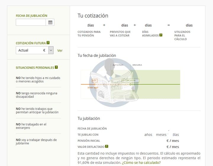 simulador pensión de jubilación seguridad social 