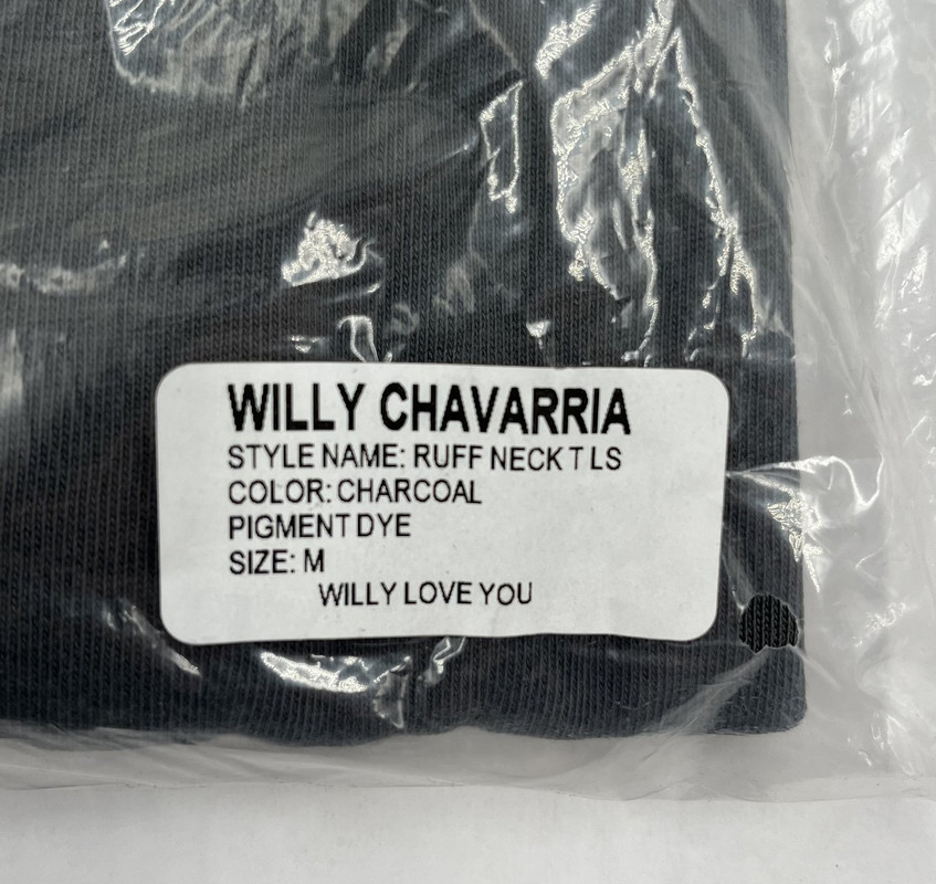 WILLY CHAVARRIA CHARCOAL LONGSLEEVE RUFF NECK T SIZE MEDIUM