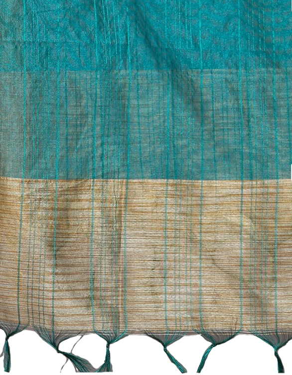 Chanderi Dupatta Gold Toned Striped with Zari Veil Stole Neck Scarf For Women's - Picture 33 of 46