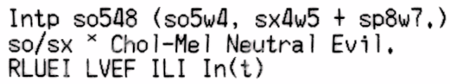 Intp so548. so5w4 - sx4w5 - sp8w7. so/sx, CholMel NeuEvil. RLUEI LVEF ILI In(t)
