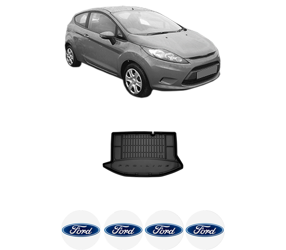 Tavita Portbagaj FORD FIESTA VI (CB1, CCN) din 2008-2018, Protectie Portbagaj Auto, 4x Stickere auto cu FORD