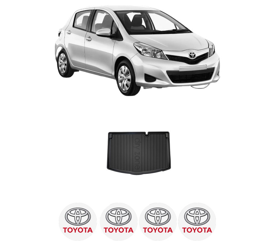 Tavita Portbagaj TOYOTA YARIS (_P13_) din 2010-2020, Protectie Portbagaj Auto, 4x Stickere auto cu TOYOTA