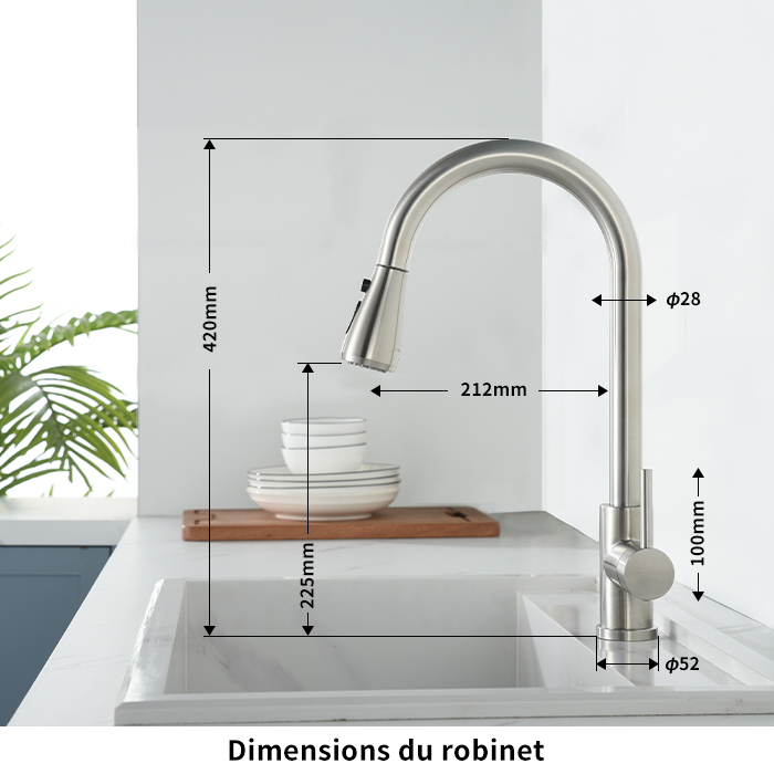 Rubinetto Cucina A Parete Con Doccetta Estraibile - Cromo, Girevole 360°, Per Lavello - Foto 2