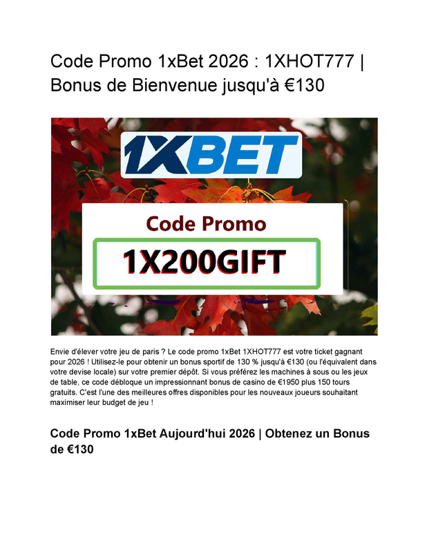 Code Promo Paris Gratuit 1xBet 2026 _ Jusqu'à €130