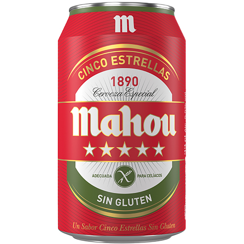 Cerveza Mahou 5 Estrellas Sin Gluten Lata 33cl.