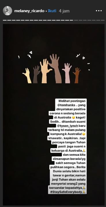 Melaney Ricardo mencurahkan hati di instagramnya.