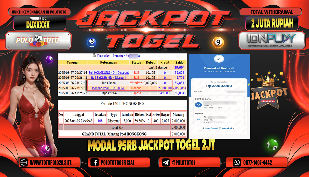 POLOTOTO JACKPOT TOGEL HONGKONG LOTTO Rp.2.000.000,-