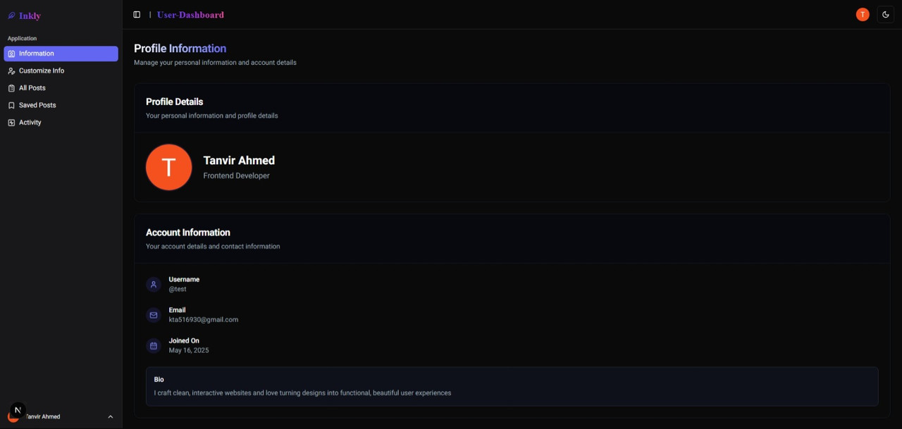 User Dashboard Screenshot