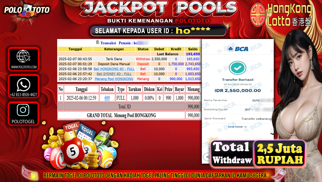 POLOTOTO JACKPOT TOGEL PASARAN HONGKONG Rp.2,550.000,-