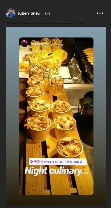 Ruben Onsu dan Betrand Peto kuliner malam di Myeongdong