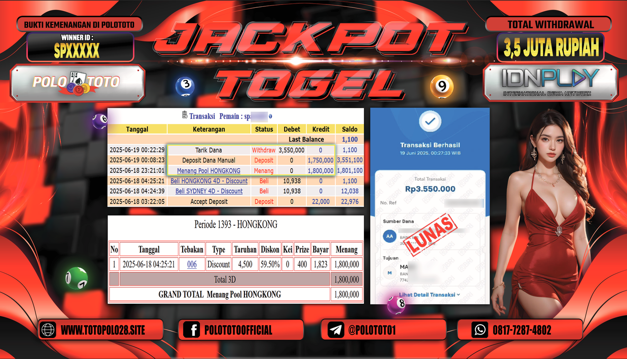 POLOTOTO JACKPOT TOGEL HONGKONG LOTTO Rp.3.550.000,-