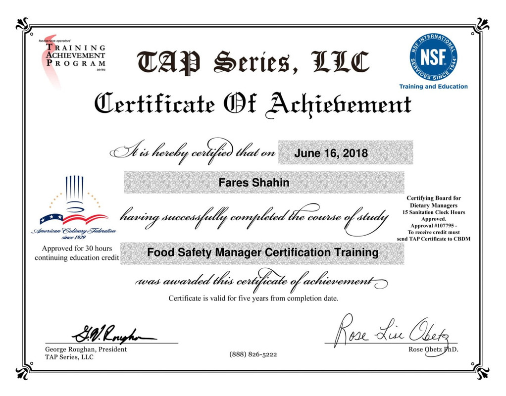 Food Safety Manager Certification -1