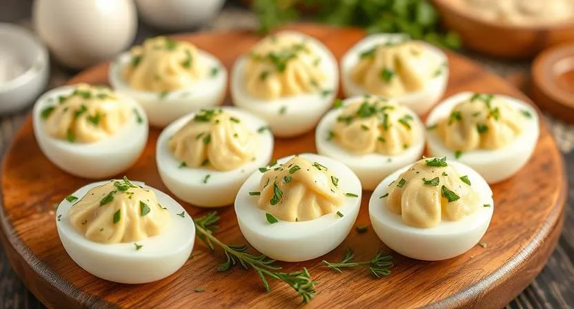 Фаршированные яйца с майонезом и зеленью