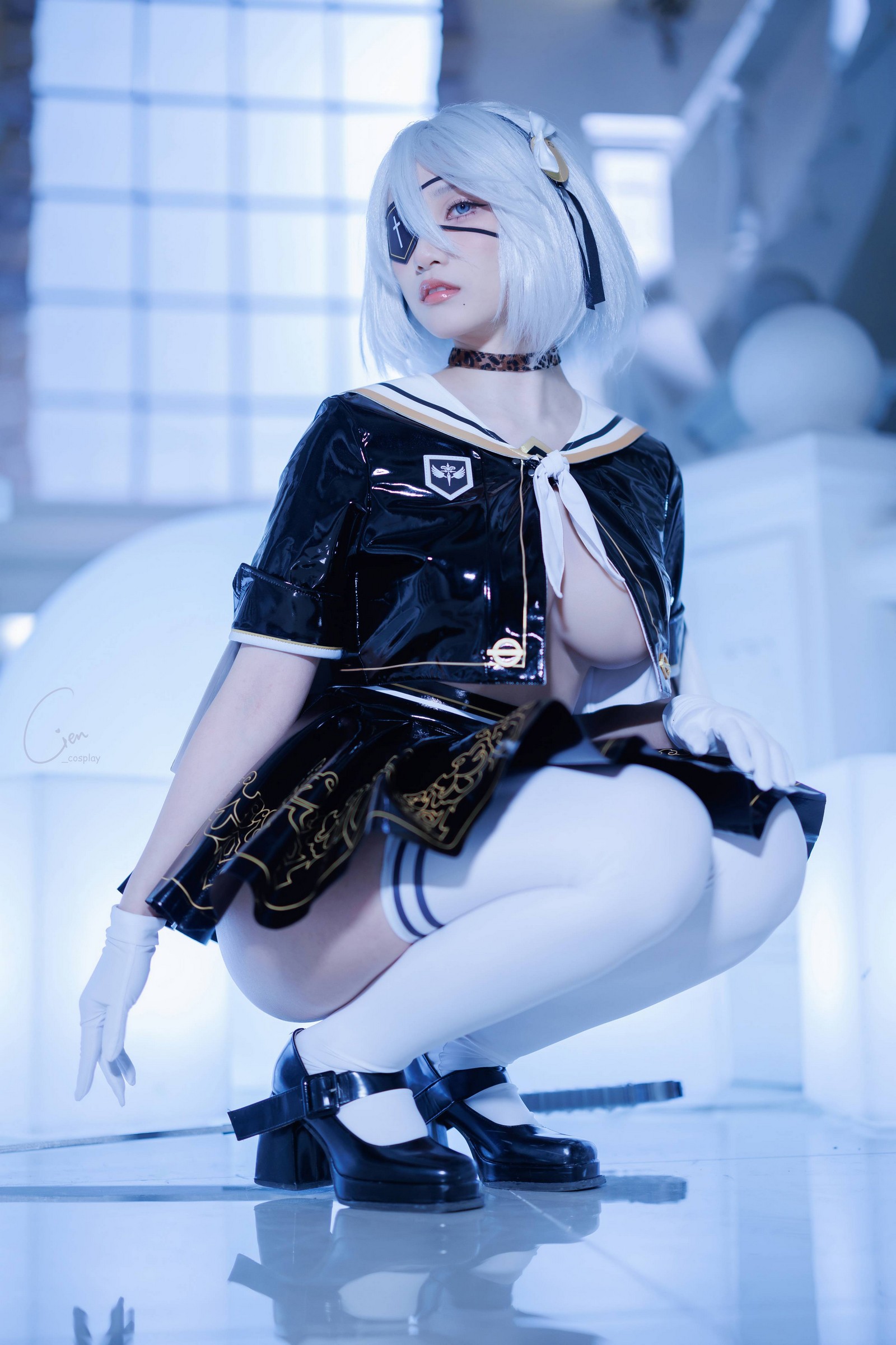 Cien恩恩 2B JK School Uniform Cosplay 高清写真（32P｜15MB）插图5