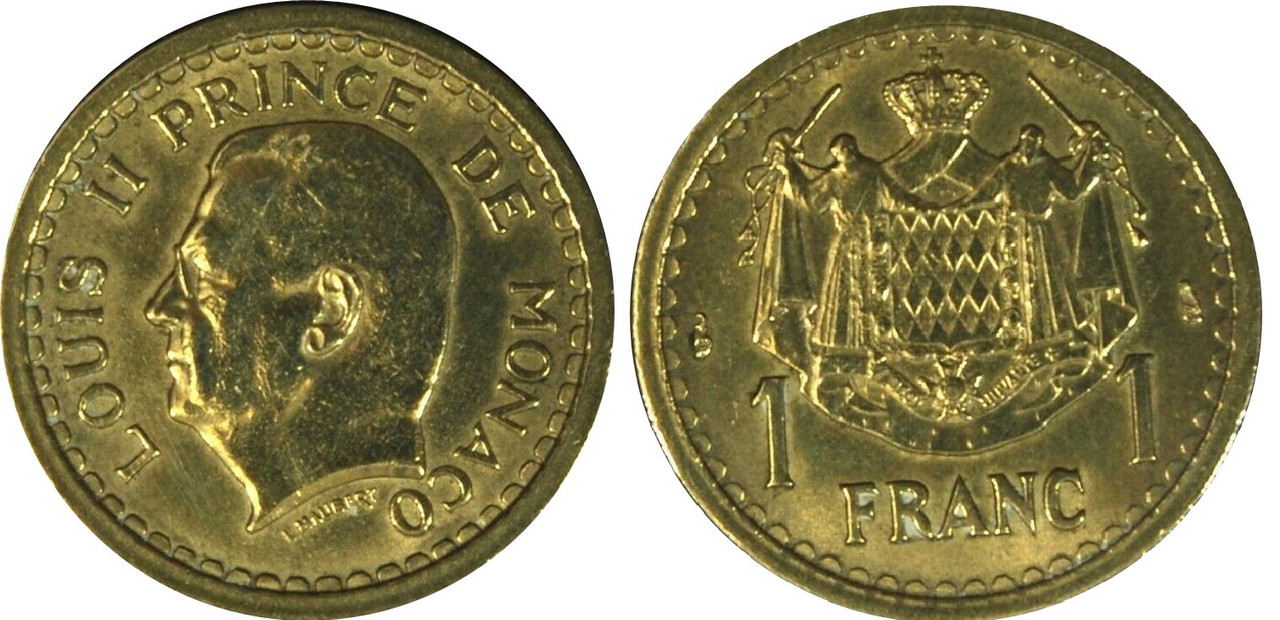 1 Franc de Luis II de Mónaco. París L1a