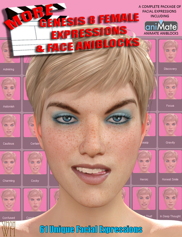 More Genesis 8 Female(s) Expressions & Face aniBlocks More Genesis 8 Female(s) Expressions & Face aniBlocks