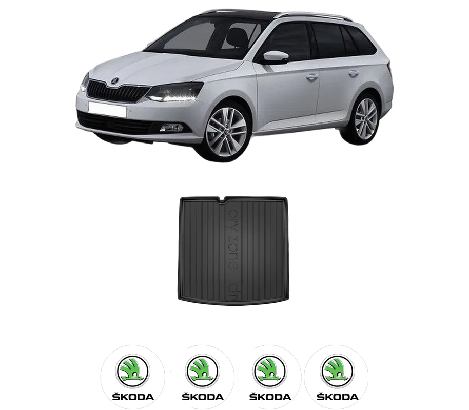 Tavita Portbagaj SKODA FABIA III Estate (NJ5) din 2014-2022, Protectie Portbagaj Auto, 4x Stickere auto cu SKODA
