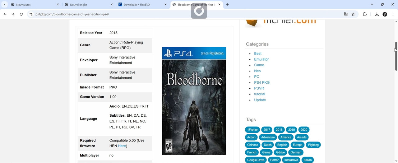 Téléchargement de jeux PS4