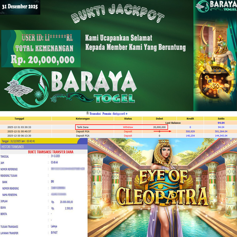 Rp. 20.000.000.- WD LUNAS DI BARAYATOGEL