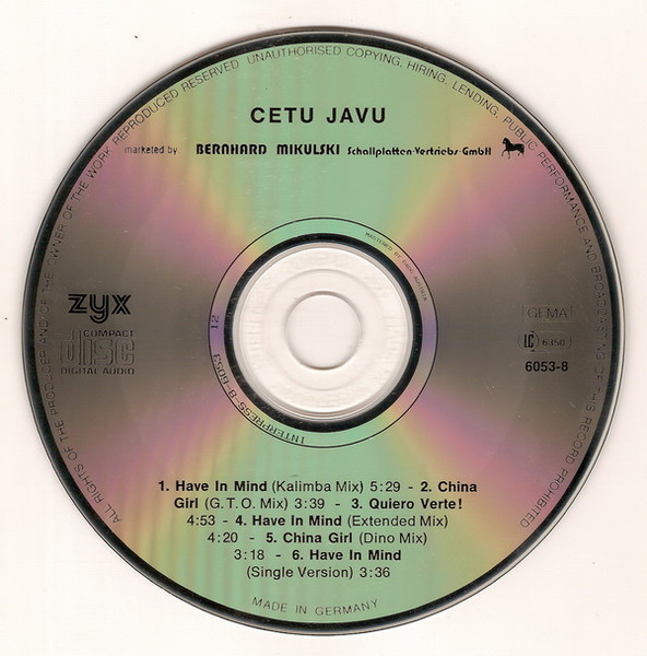 08/01/2023 - Cetu Javu – Have In Mind (CD, Maxi-Single)(ZYX Records – 6053-8)  1988 R-570471-1272237674