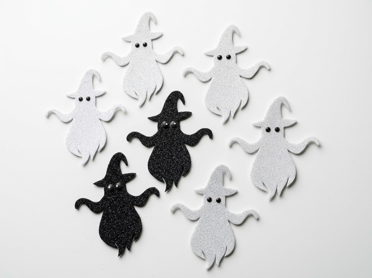 Figuras en Eva adornos Fantasma Halloween en foamy Escarchado 6pz