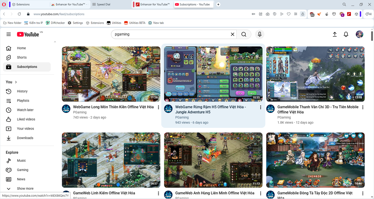 Subscriptions page