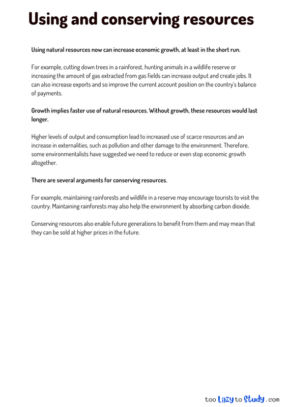 Using and conserving resources