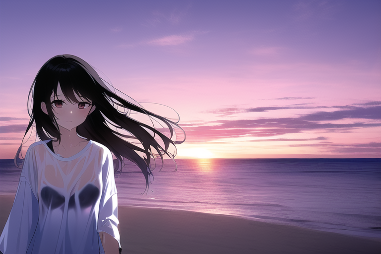 Best quality, masterpiece, small breasts, wet clothes, beautiful light, beach, s s-1737500553