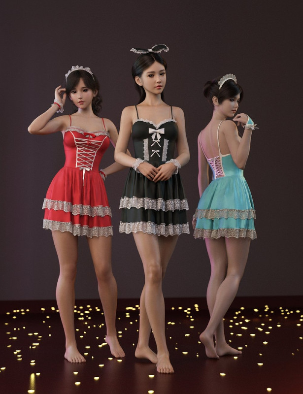 dForce MKTG 3 in 1 Lace Dress Outfit for Genesis 9, 8.1 and 8 Female