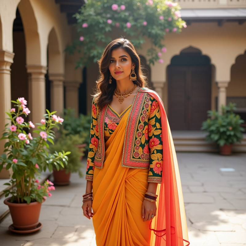 Saree with a Shrug