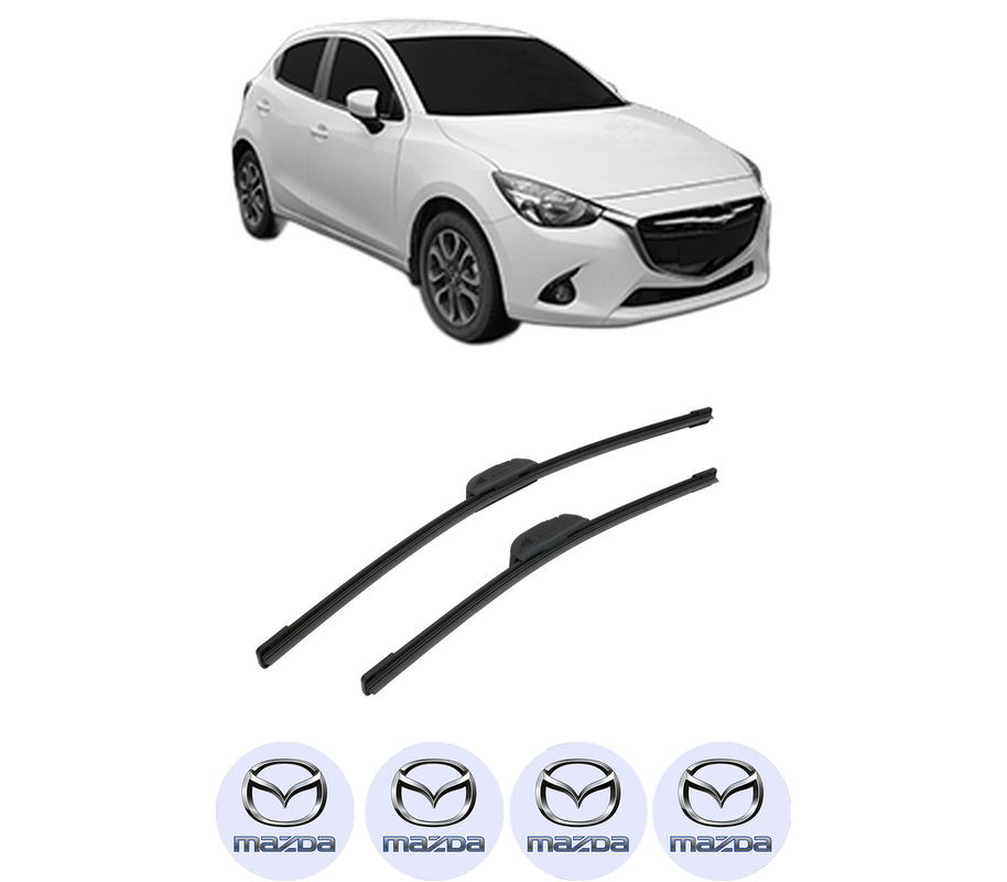 Set stergatoare auto MAZDA 2 Hatchback (DL, DJ) din 2014-2021, pentru parbriz auto, 2 bucati, Bosch Aerotwin Retrofit, din cauciuc siliconat rezistent, 4 Stickere Auto MAZDA