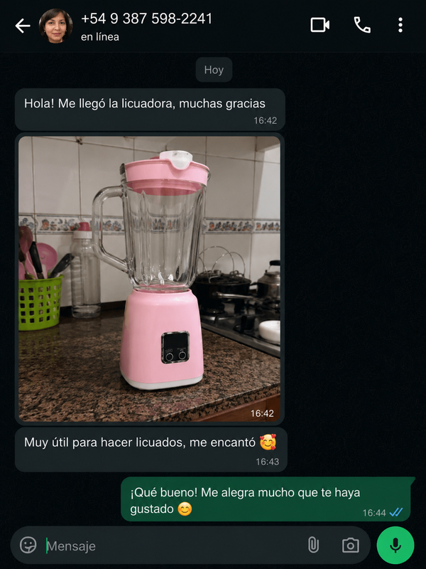 Chat de WhatsApp cliente 2
