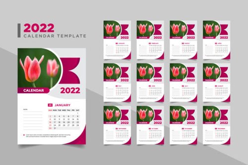 Creative Wall Calendar for 2022 Vector Template