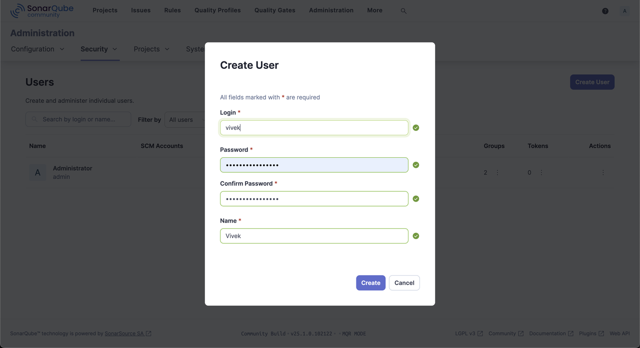 Create new user