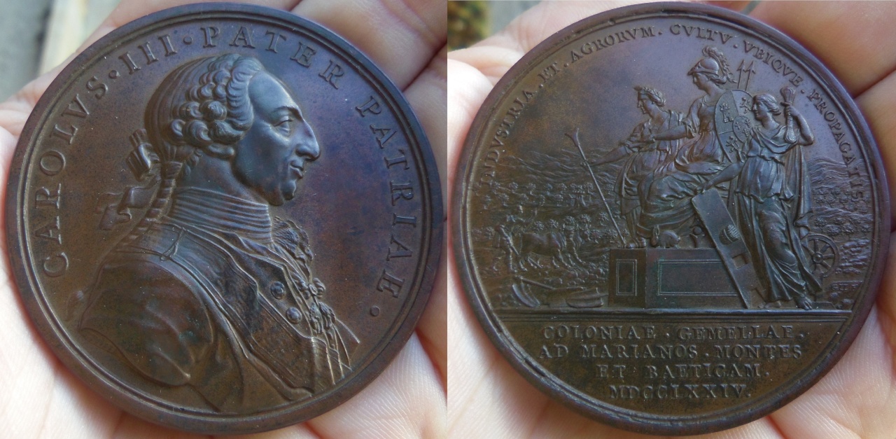 Medalla de la fundación de las colonias de Sierra Morena. Carlos III. Madrid. 1774. Imgp6711