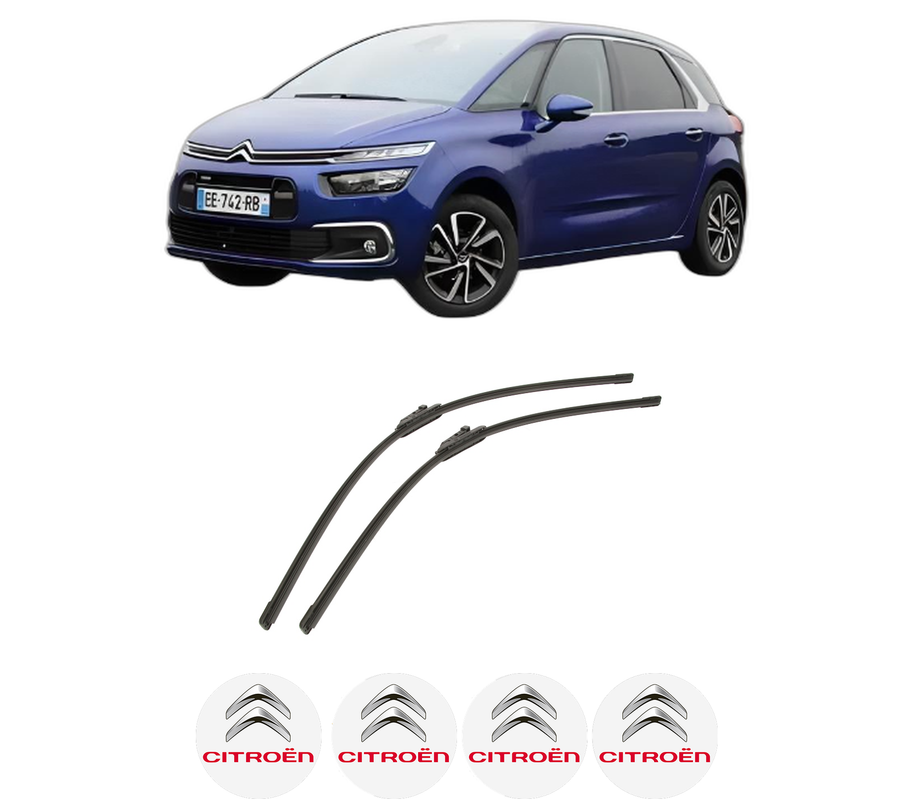 Set stergatoare auto CITROEN C4 PICASSO II din 2013-2018, pentru parbriz auto, 2 bucati, Bosch Aerotwin, din cauciuc siliconat rezistent, 4 Stickere Auto CITROEN