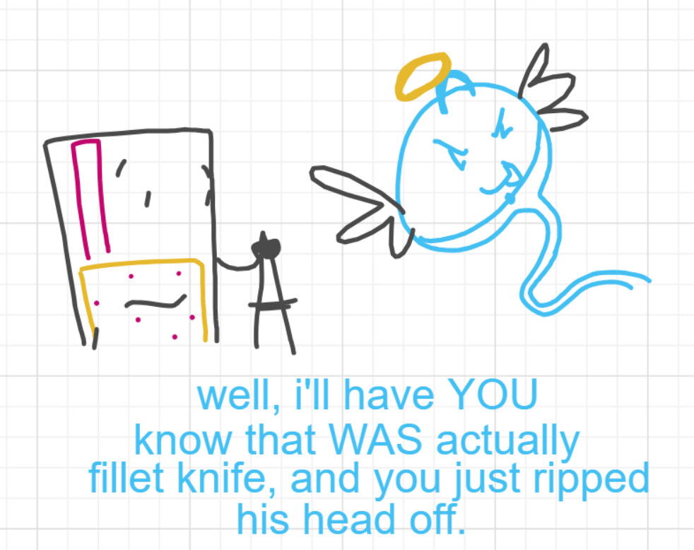 A panel from A Murder On The, episode six of the Board Boards object show by Furretwalk/WalkingFurret.