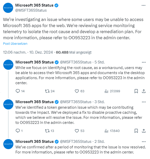 MS 365 Störung