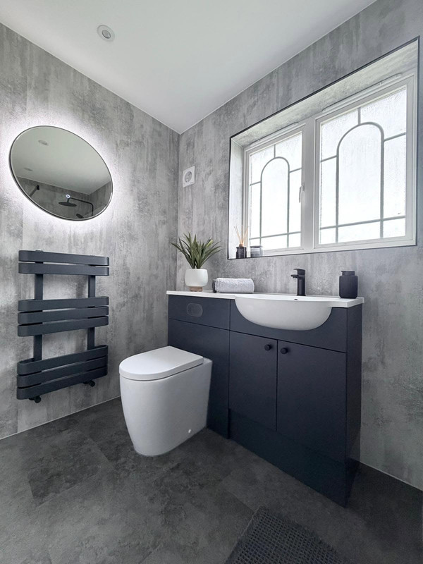 Modern bathroom tile detail with clean lines