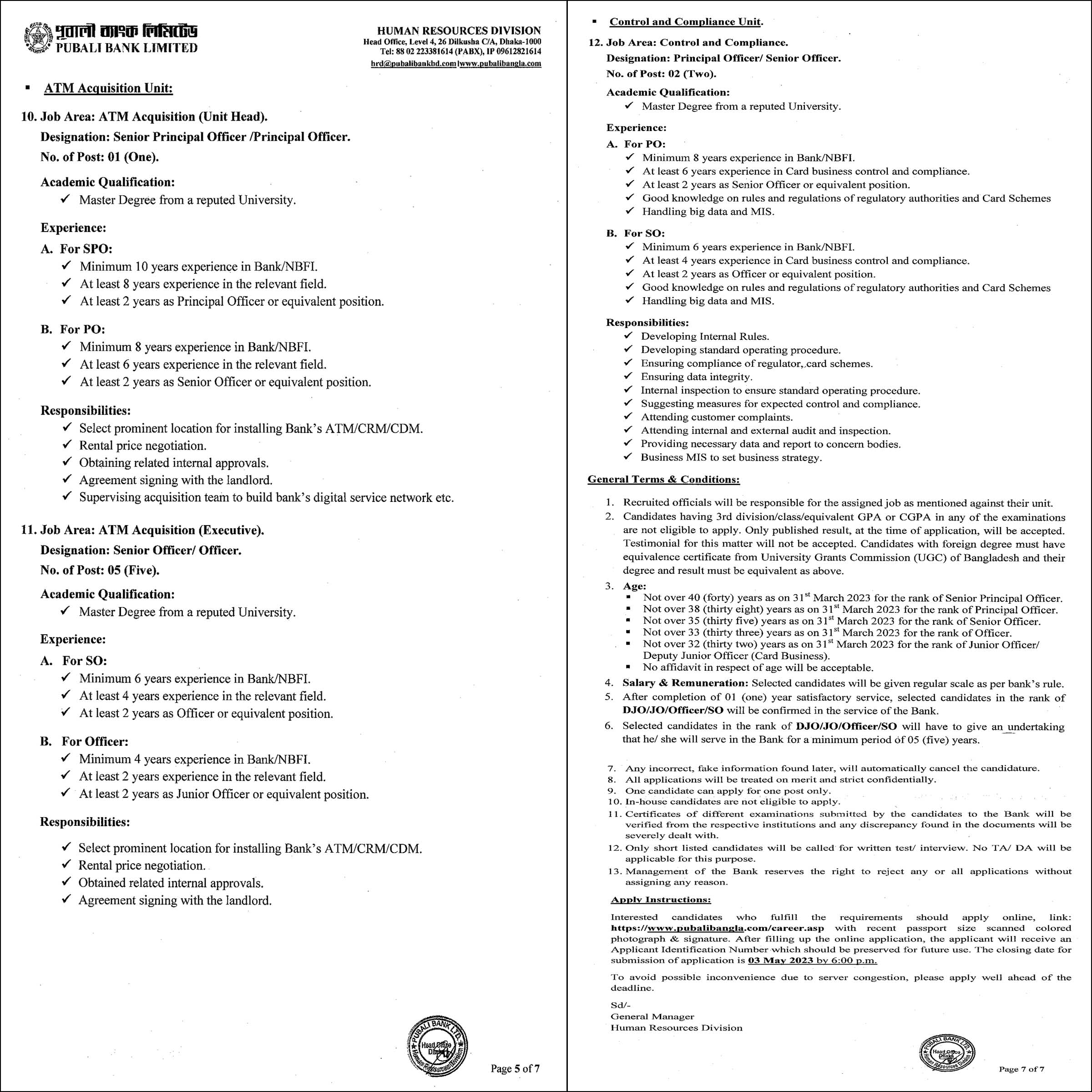 Pubali Bank Job Circular 2023