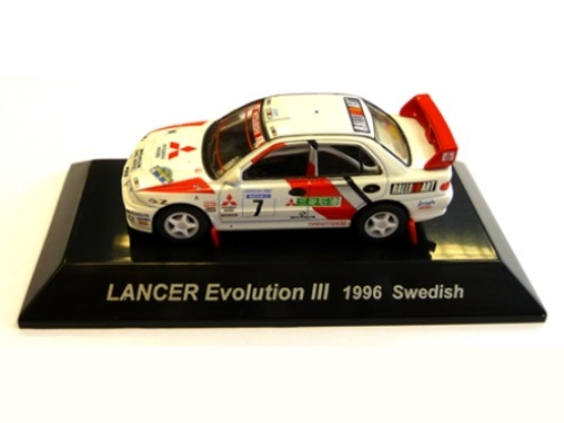 WOW EXTREMELY RARE Mitsubishi Lancer Evo3 Makinen Sweden 1996 1:64