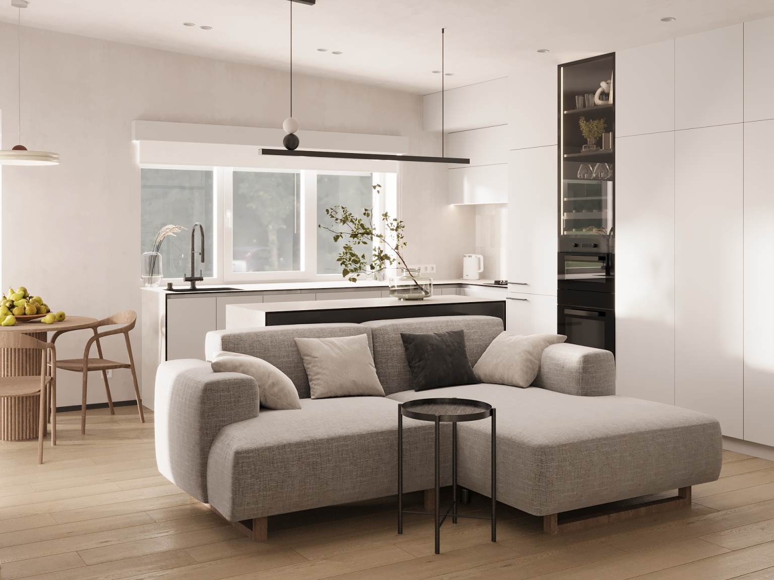 Modern minimalist corner with abstract horse painting