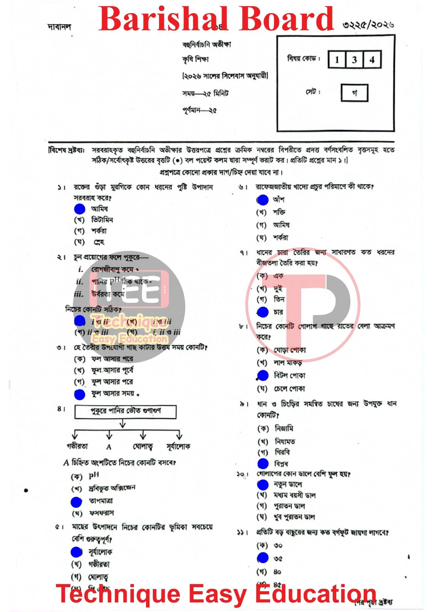 Agriculture Studies Question solution 2026 Barisal Board